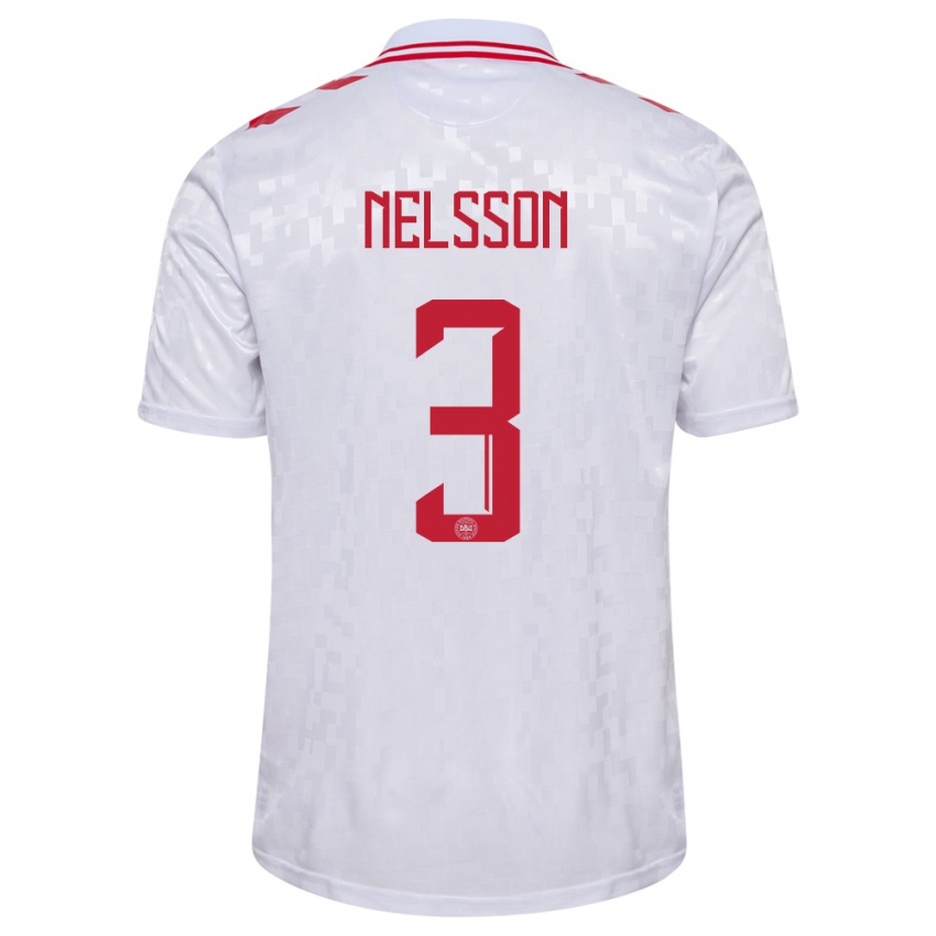 Homem Camisola Dinamarca Victor Nelsson #3 Branco Alternativa 24-26 Camisa Brasil