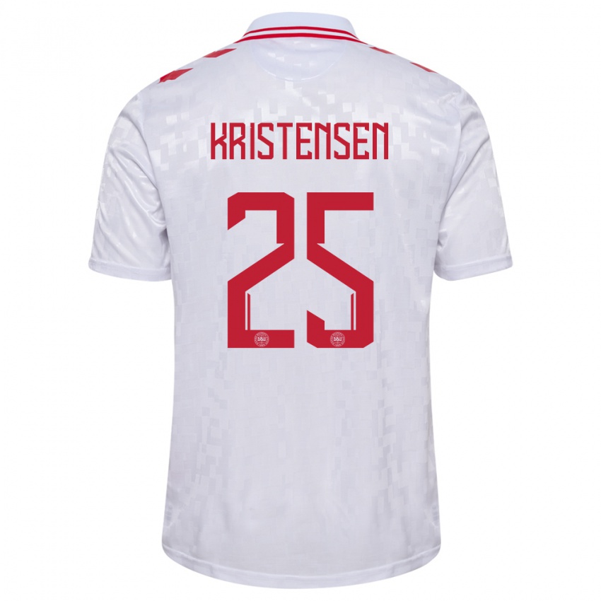 Homem Camisola Dinamarca Rasmus Kristensen #25 Branco Alternativa 24-26 Camisa Brasil