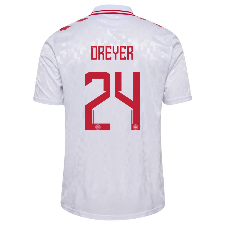 Homem Camisola Dinamarca Anders Dreyer #24 Branco Alternativa 24-26 Camisa Brasil