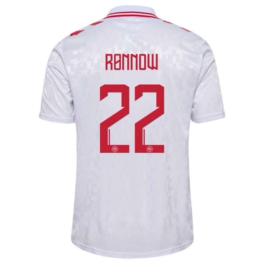 Homem Camisola Dinamarca Frederik Ronnow #22 Branco Alternativa 24-26 Camisa Brasil