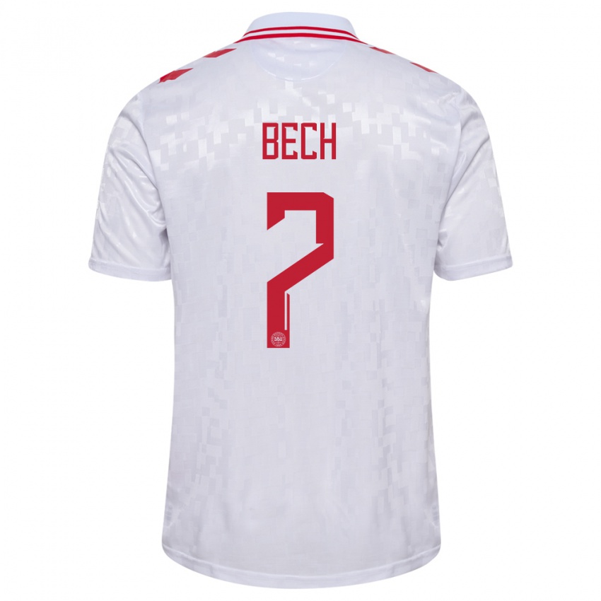 Homem Camisola Dinamarca Tobias Bech #7 Branco Alternativa 24-26 Camisa Brasil