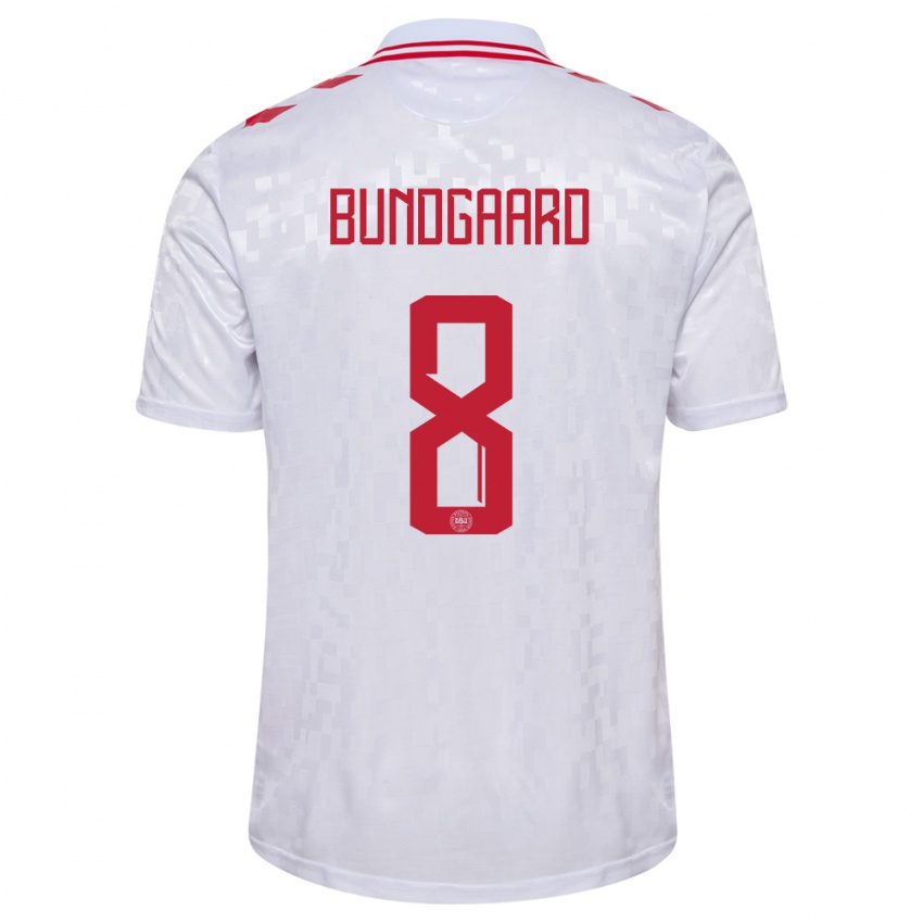 Homem Camisola Dinamarca Filip Bundgaard #8 Branco Alternativa 24-26 Camisa Brasil