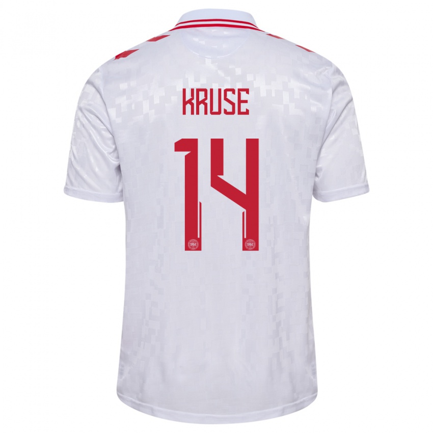 Homem Camisola Dinamarca David Kruse #14 Branco Alternativa 24-26 Camisa Brasil