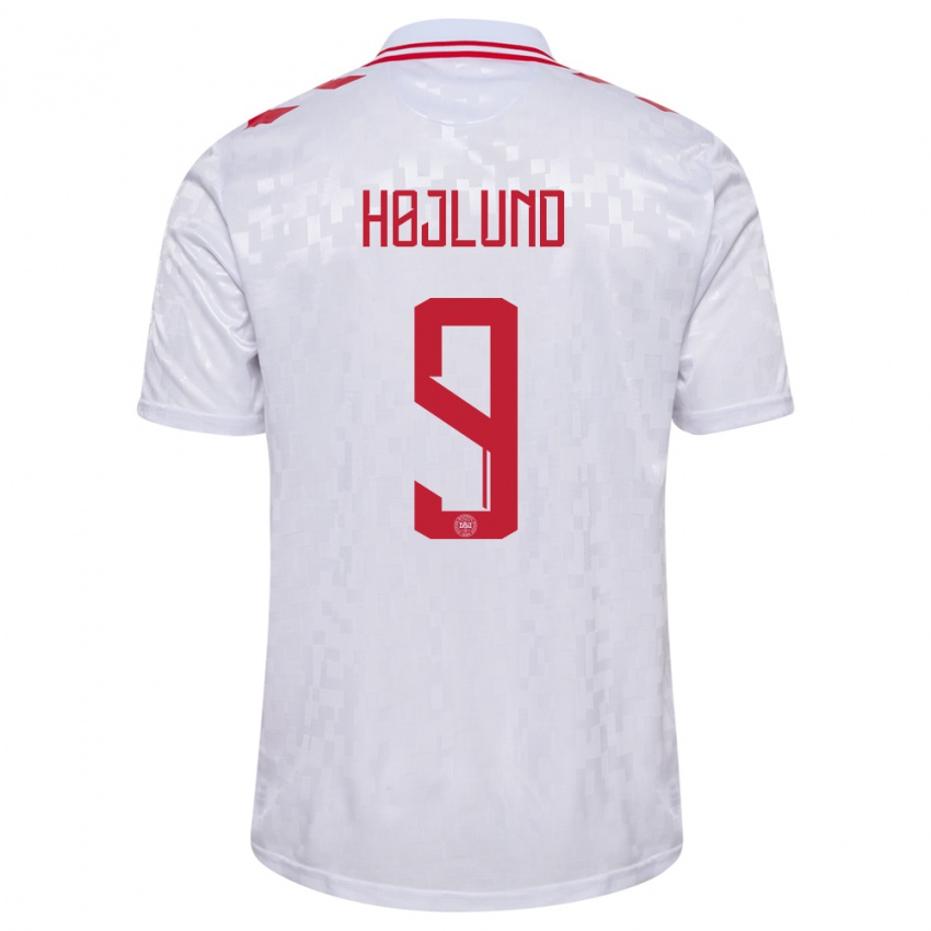 Homem Camisola Dinamarca Emil Højlund #9 Branco Alternativa 24-26 Camisa Brasil