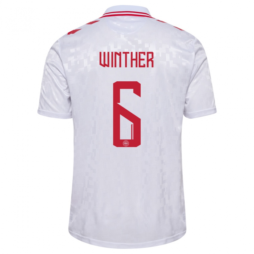 Homem Camisola Dinamarca Casper Winther #6 Branco Alternativa 24-26 Camisa Brasil