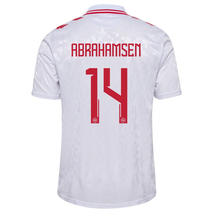 Homem Camisola Dinamarca Mads Abrahamsen #14 Branco Alternativa 24-26 Camisa Brasil