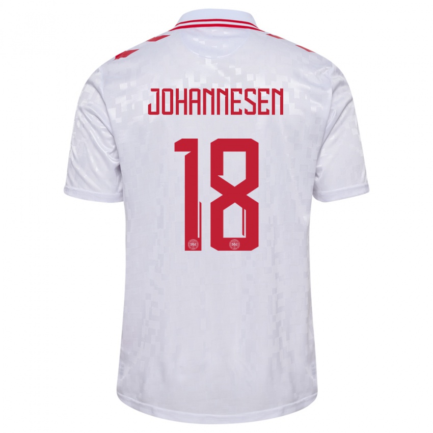 Homem Camisola Dinamarca Sofus Johannesen #18 Branco Alternativa 24-26 Camisa Brasil