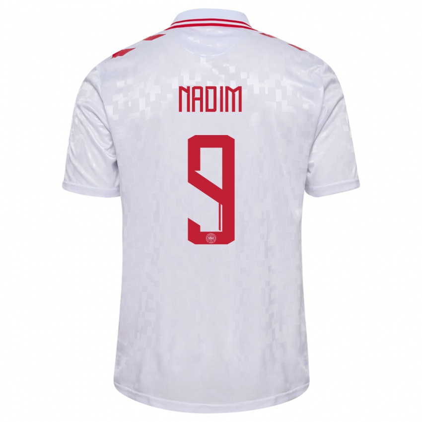 Homem Camisola Dinamarca Nadia Nadim #9 Branco Alternativa 24-26 Camisa Brasil