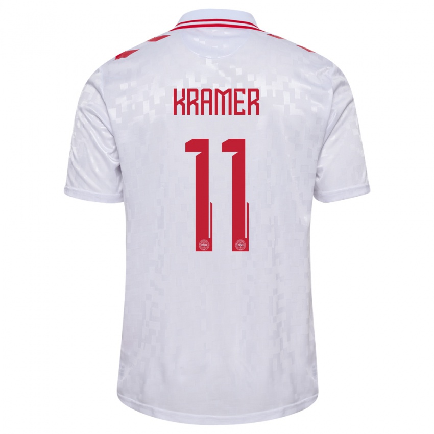 Homem Camisola Dinamarca Cornelia Kramer #11 Branco Alternativa 24-26 Camisa Brasil