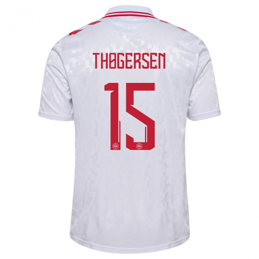 Homem Camisola Dinamarca Frederikke Thøgersen #15 Branco Alternativa 24-26 Camisa Brasil