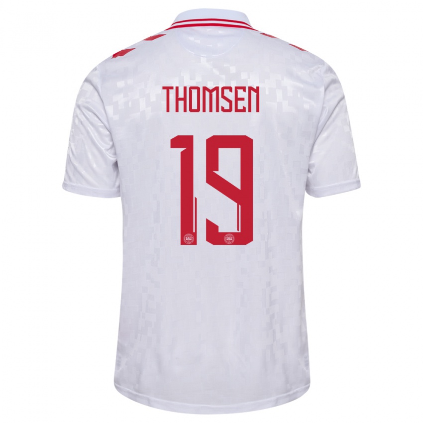 Homem Camisola Dinamarca Janni Thomsen #19 Branco Alternativa 24-26 Camisa Brasil