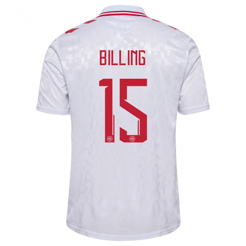 Homem Camisola Dinamarca Philip Billing #15 Branco Alternativa 24-26 Camisa Brasil