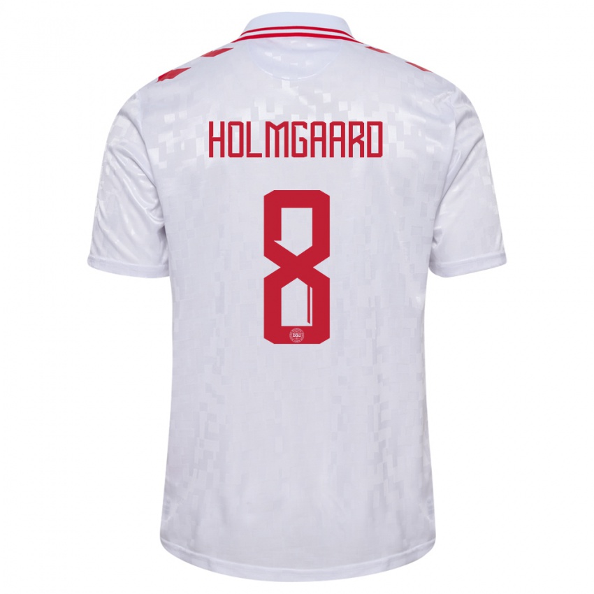 Homem Camisola Dinamarca Sara Holmgaard #8 Branco Alternativa 24-26 Camisa Brasil