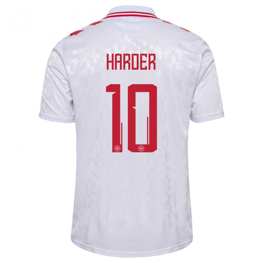 Homem Camisola Dinamarca Pernille Harder #10 Branco Alternativa 24-26 Camisa Brasil