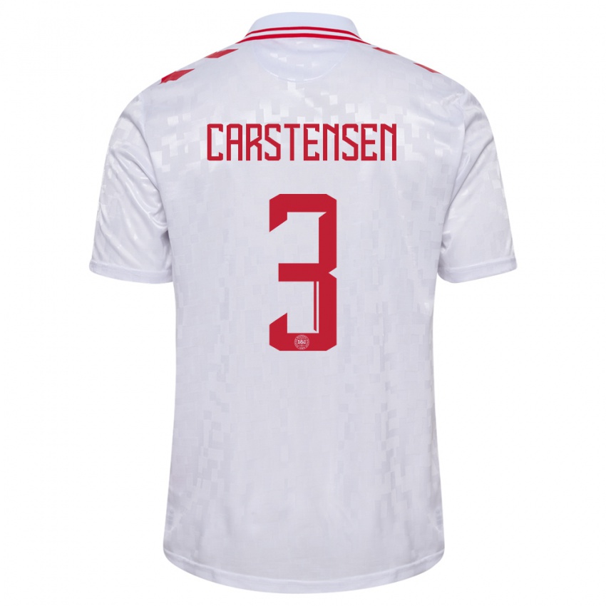 Homem Camisola Dinamarca Rasmus Carstensen #3 Branco Alternativa 24-26 Camisa Brasil