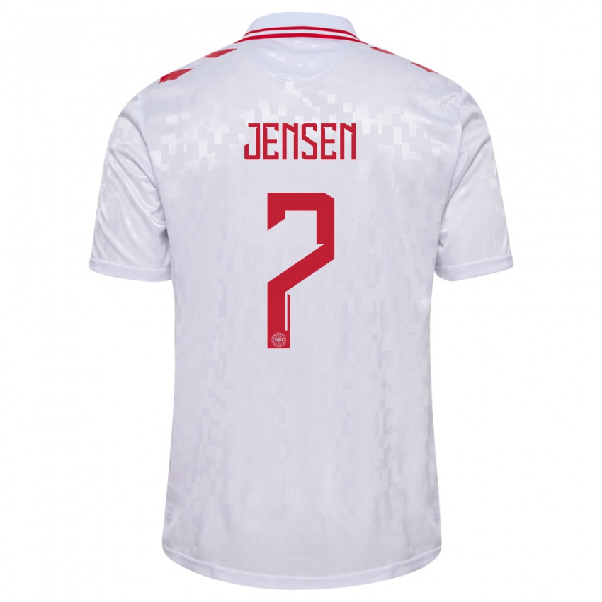 Homem Camisola Dinamarca Victor Jensen #7 Branco Alternativa 24-26 Camisa Brasil