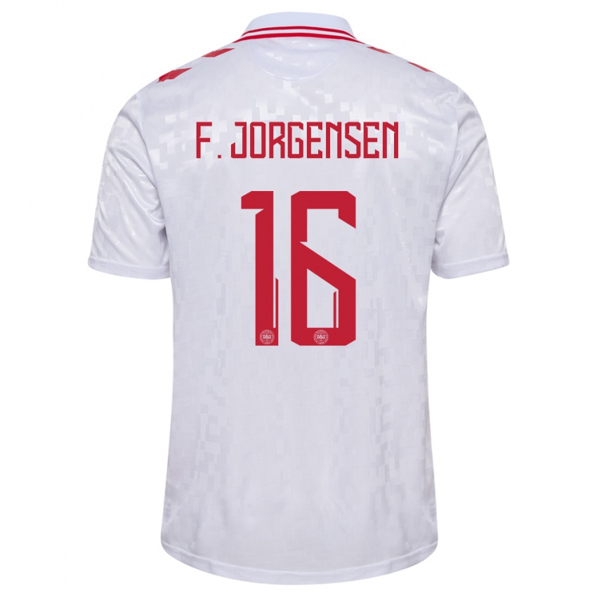 Homem Camisola Dinamarca Filip Jorgensen #16 Branco Alternativa 24-26 Camisa Brasil