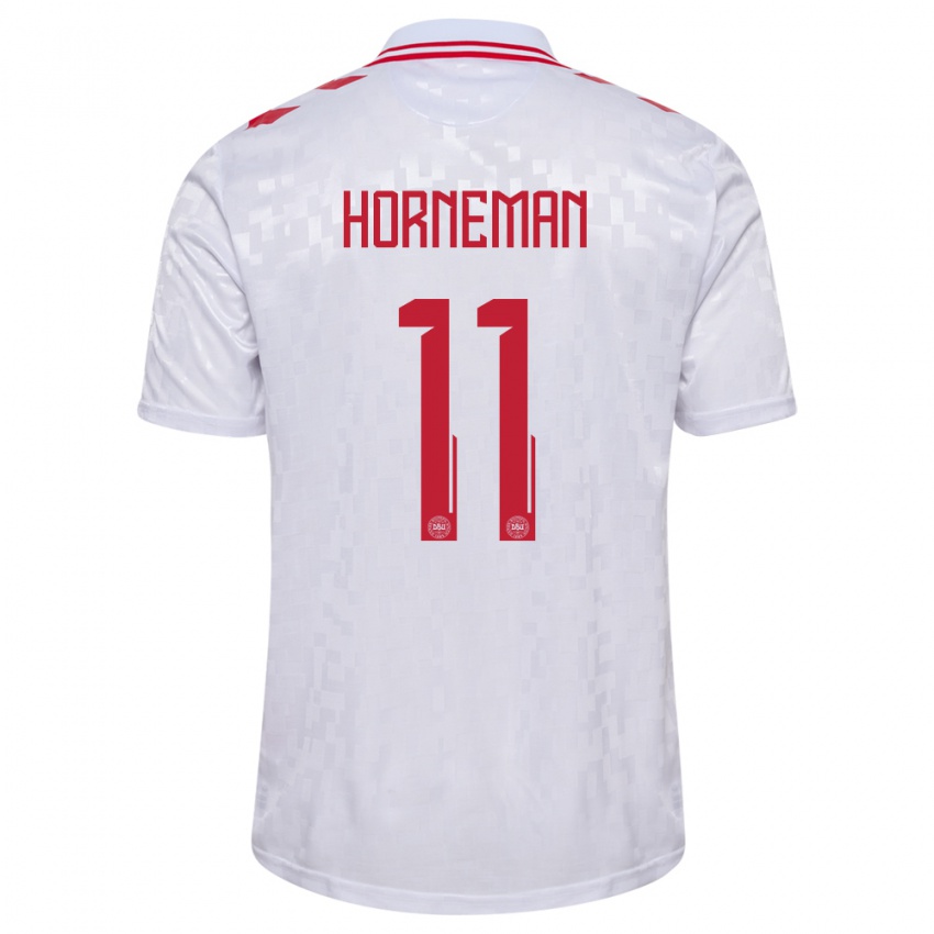 Homem Camisola Dinamarca Charly Horneman #11 Branco Alternativa 24-26 Camisa Brasil