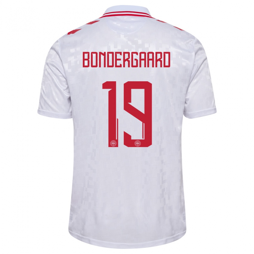 Homem Camisola Dinamarca Asbjorn Bondergaard #19 Branco Alternativa 24-26 Camisa Brasil