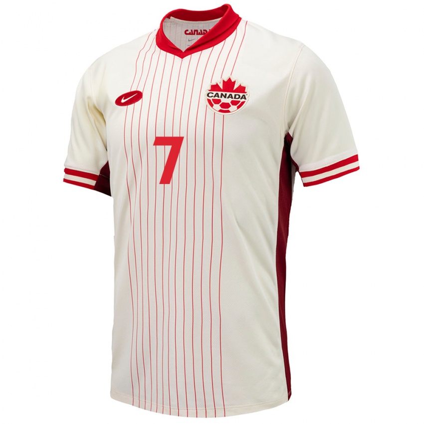 Homem Camisola Canadá Stephen Eustaquio #7 Branco Alternativa 24-26 Camisa Brasil