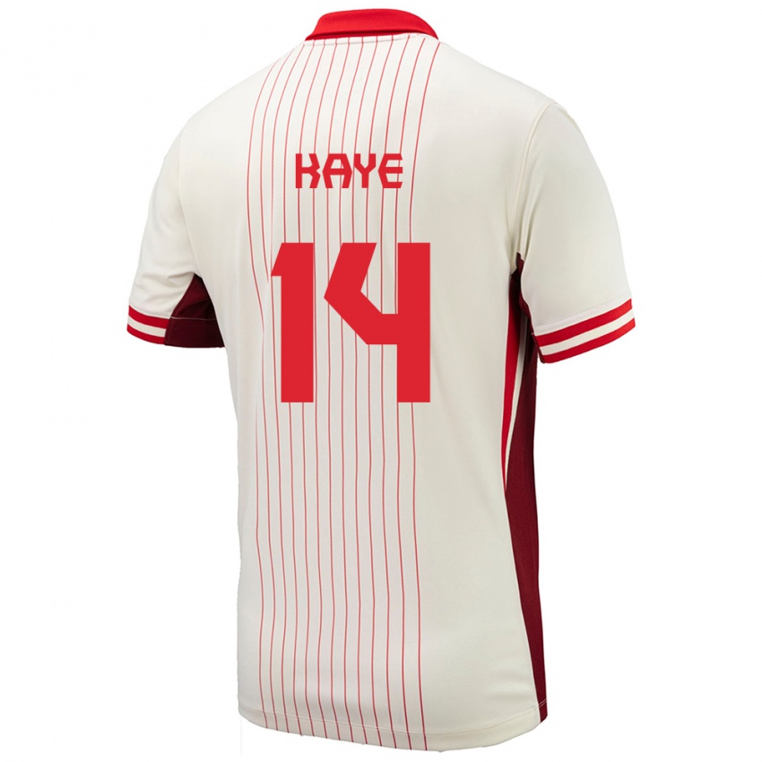 Homem Camisola Canadá Mark Anthony Kaye #14 Branco Alternativa 24-26 Camisa Brasil