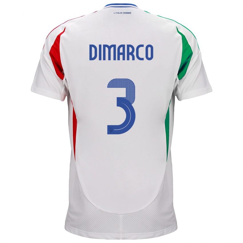 Homem Camisola Itália Federico Dimarco #3 Branco Alternativa 24-26 Camisa Brasil