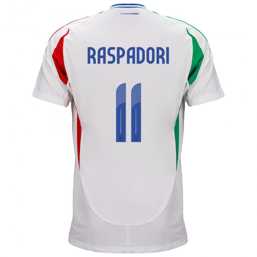 Homem Camisola Itália Giacomo Raspadori #11 Branco Alternativa 24-26 Camisa Brasil