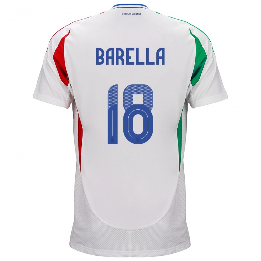 Homem Camisola Itália Nicolò Barella #18 Branco Alternativa 24-26 Camisa Brasil