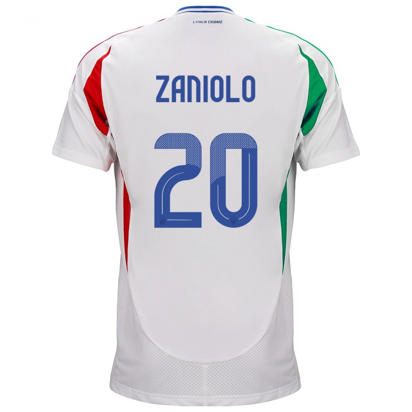 Homem Camisola Itália Nicolò Zaniolo #20 Branco Alternativa 24-26 Camisa Brasil