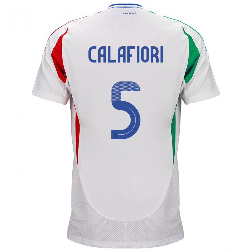 Homem Camisola Itália Riccardo Calafiori #5 Branco Alternativa 24-26 Camisa Brasil