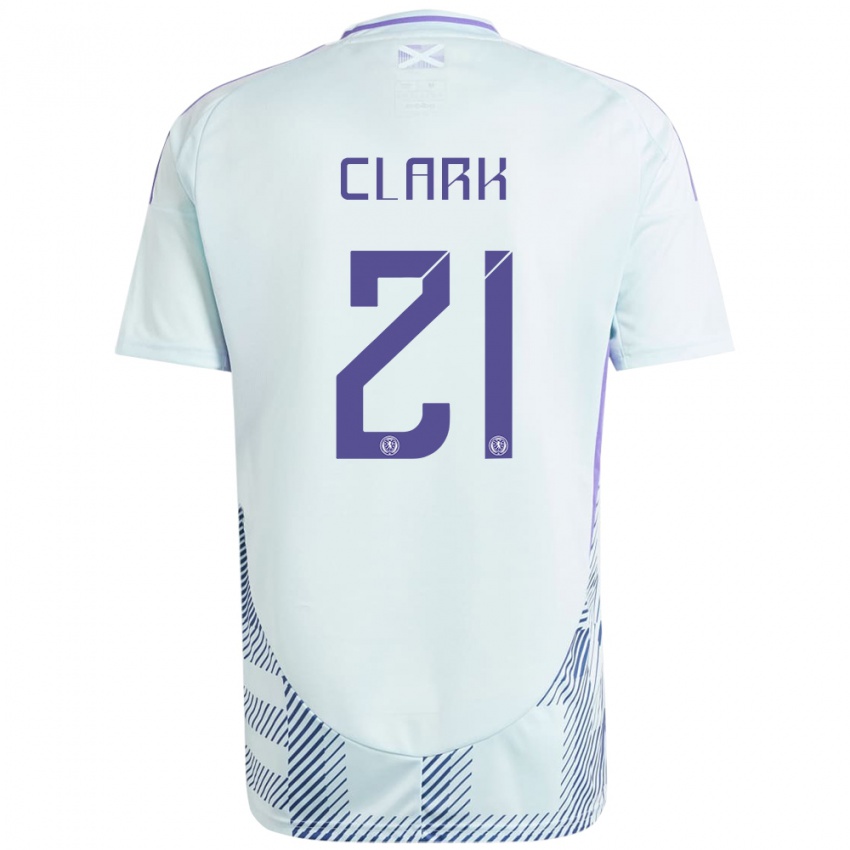 Homem Camisola Escócia Zander Clark #21 Azul Menta Claro Alternativa 24-26 Camisa Brasil