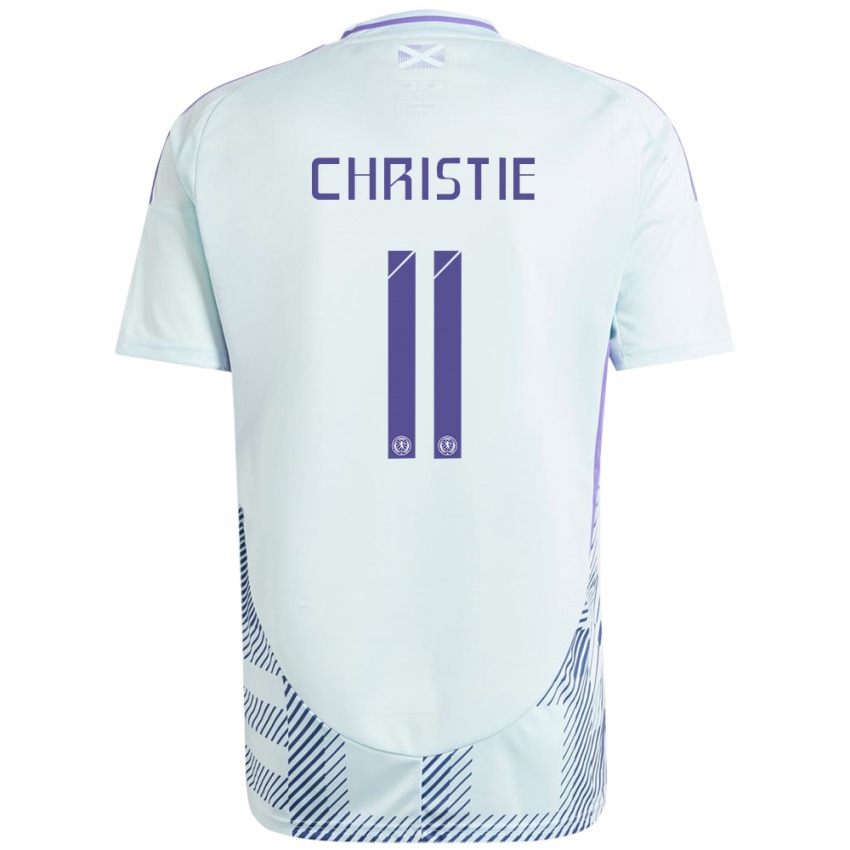 Homem Camisola Escócia Ryan Christie #11 Azul Menta Claro Alternativa 24-26 Camisa Brasil