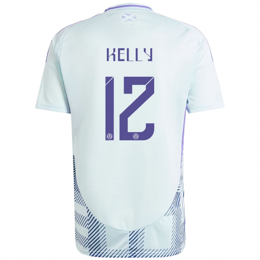 Homem Camisola Escócia Liam Kelly #12 Azul Menta Claro Alternativa 24-26 Camisa Brasil