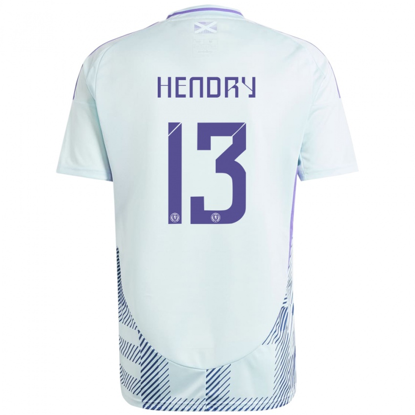 Homem Camisola Escócia Jack Hendry #13 Azul Menta Claro Alternativa 24-26 Camisa Brasil