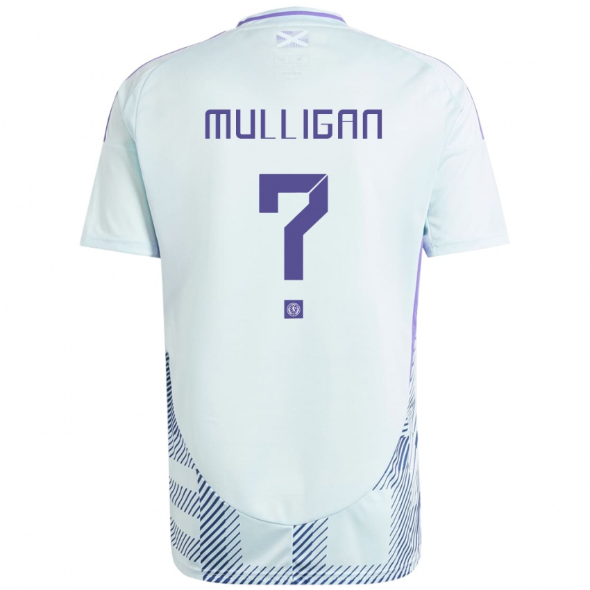 Homem Camisola Escócia Josh Mulligan #0 Azul Menta Claro Alternativa 24-26 Camisa Brasil