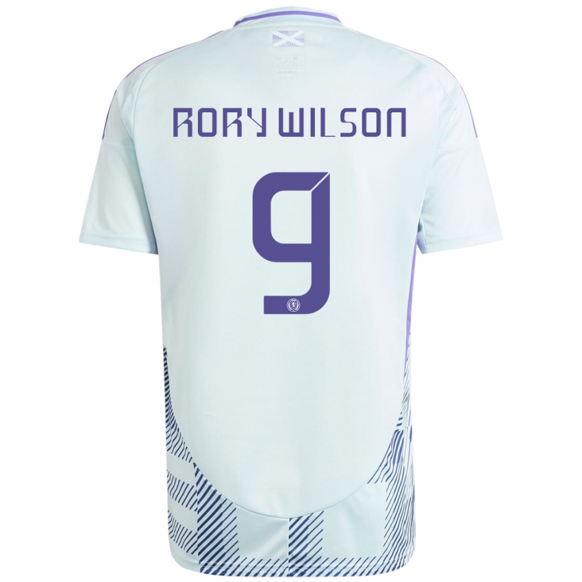 Homem Camisola Escócia Rory Wilson #9 Azul Menta Claro Alternativa 24-26 Camisa Brasil