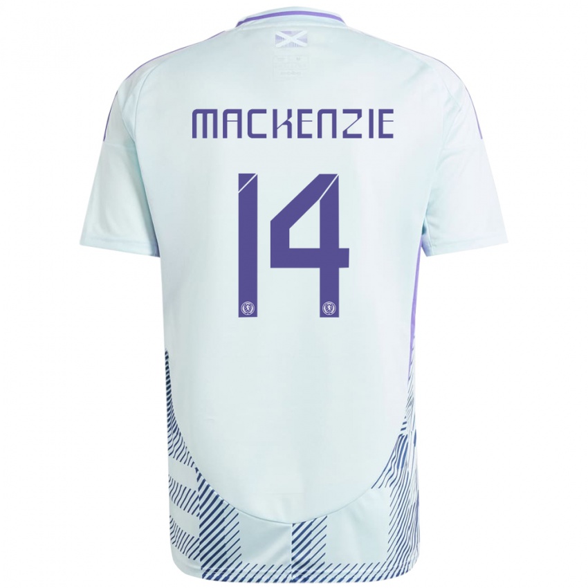 Homem Camisola Escócia Magnus Mackenzie #14 Azul Menta Claro Alternativa 24-26 Camisa Brasil