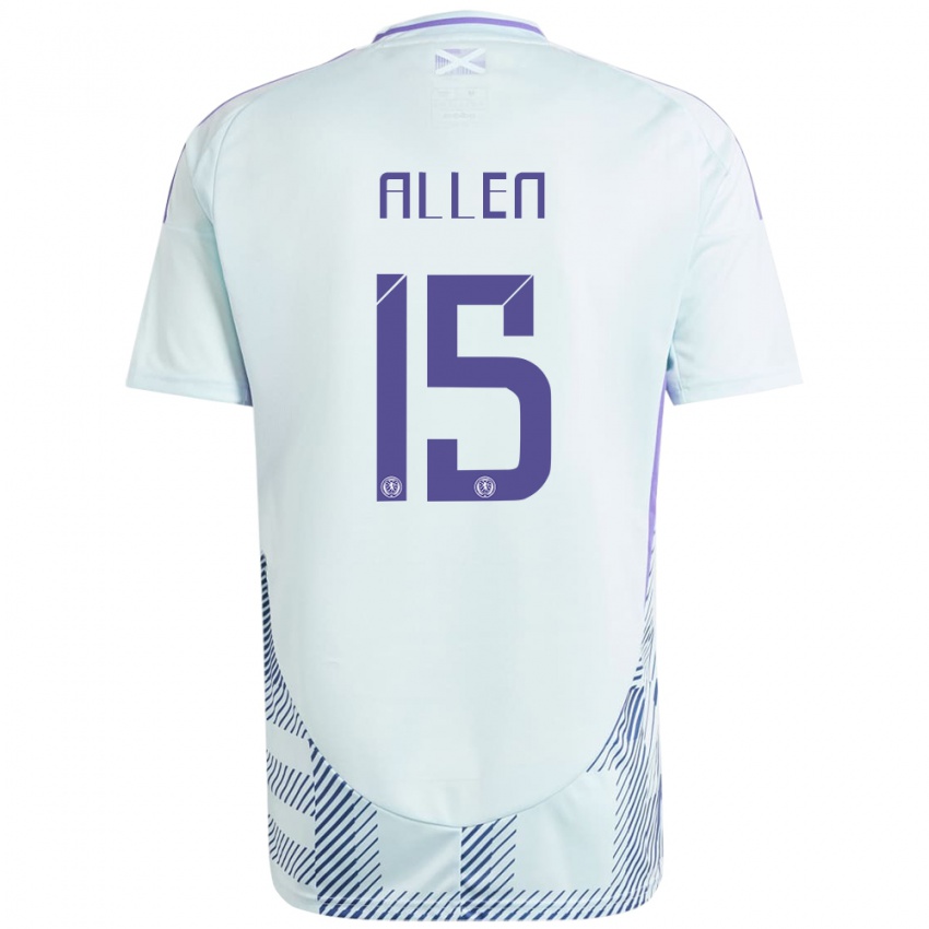 Homem Camisola Escócia Greig Allen #15 Azul Menta Claro Alternativa 24-26 Camisa Brasil