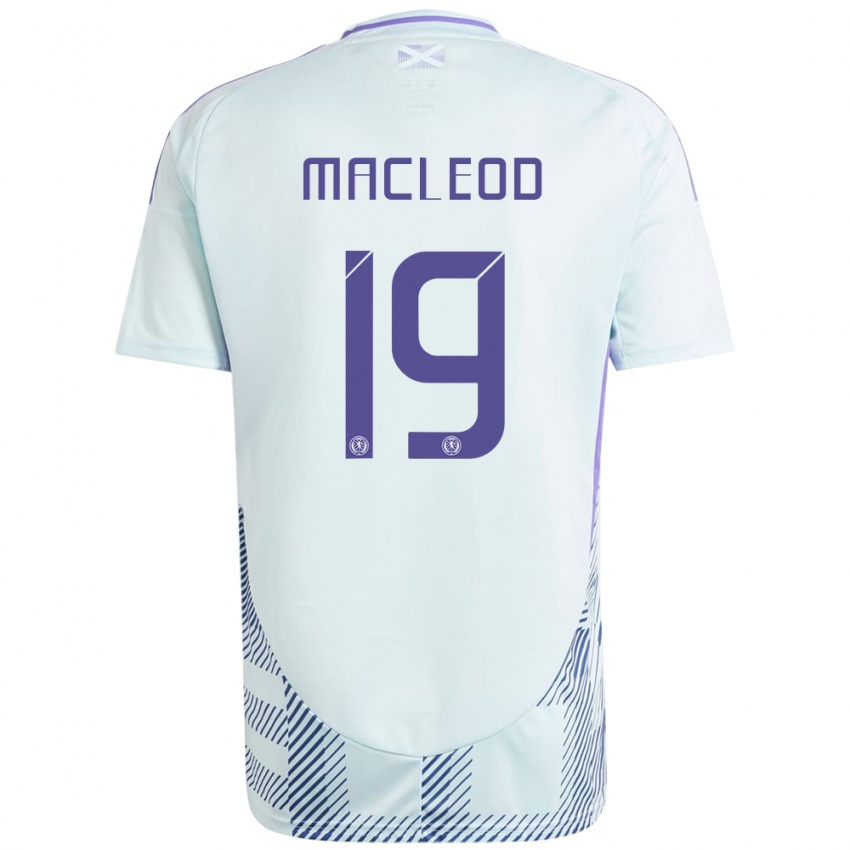 Homem Camisola Escócia Rory Macleod #19 Azul Menta Claro Alternativa 24-26 Camisa Brasil