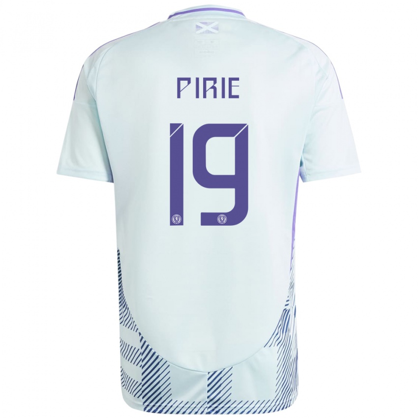 Homem Camisola Escócia Lewis Pirie #19 Azul Menta Claro Alternativa 24-26 Camisa Brasil