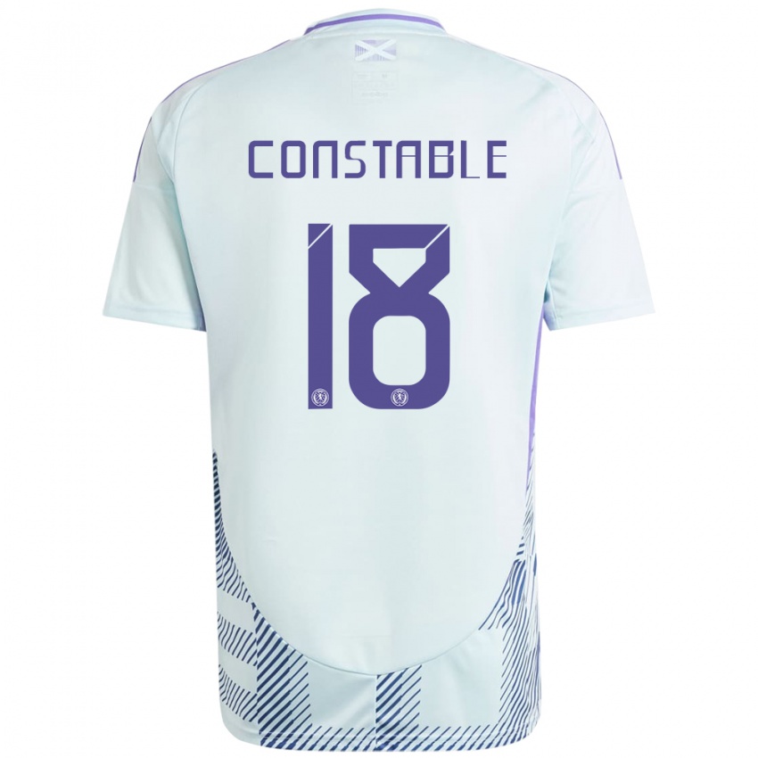 Homem Camisola Escócia Scott Constable #18 Azul Menta Claro Alternativa 24-26 Camisa Brasil