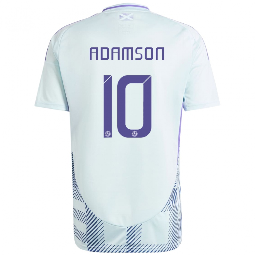 Homem Camisola Escócia Calum Adamson #10 Azul Menta Claro Alternativa 24-26 Camisa Brasil