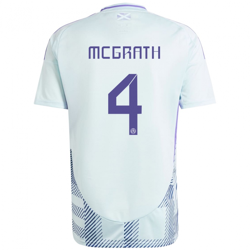 Homem Camisola Escócia Joseph Mcgrath #4 Azul Menta Claro Alternativa 24-26 Camisa Brasil