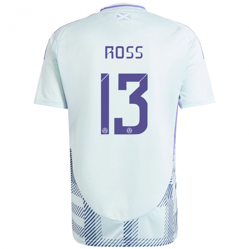 Homem Camisola Escócia Jane Ross #13 Azul Menta Claro Alternativa 24-26 Camisa Brasil