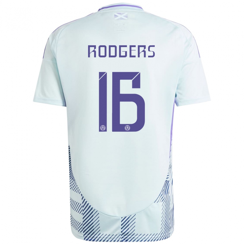 Homem Camisola Escócia Amy Rodgers #16 Azul Menta Claro Alternativa 24-26 Camisa Brasil