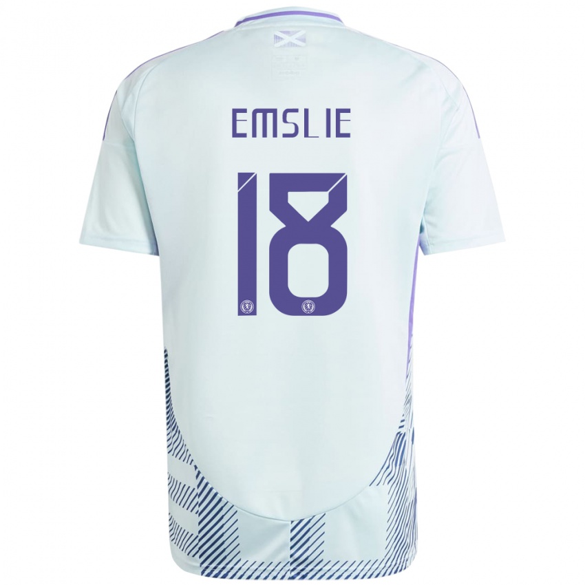 Homem Camisola Escócia Claire Emslie #18 Azul Menta Claro Alternativa 24-26 Camisa Brasil