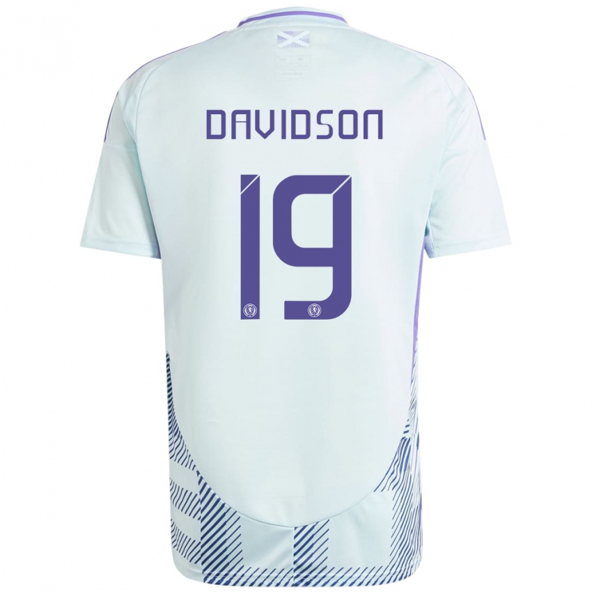 Homem Camisola Escócia Lauren Davidson #19 Azul Menta Claro Alternativa 24-26 Camisa Brasil