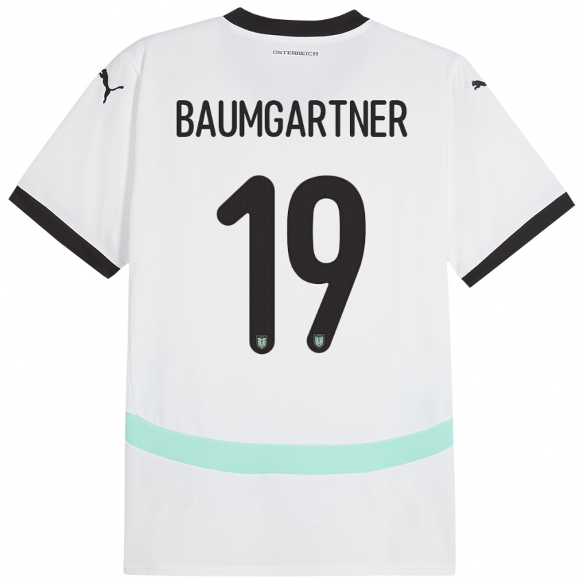 Homem Camisola Áustria Christoph Baumgartner #19 Branco Alternativa 24-26 Camisa Brasil