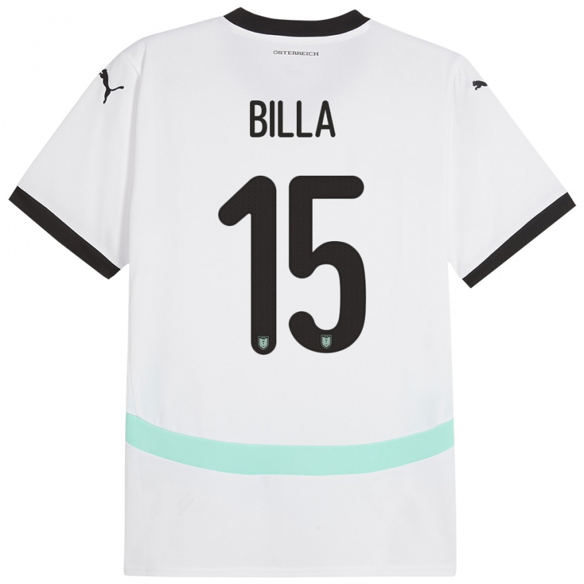 Homem Camisola Áustria Nicole Billa #15 Branco Alternativa 24-26 Camisa Brasil