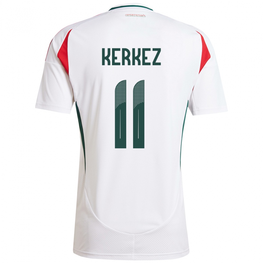 Homem Camisola Hungria Milos Kerkez #11 Branco Alternativa 24-26 Camisa Brasil